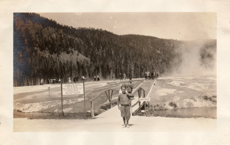 1924l5_Stan_at_bridge_over_Iron_Creek_Yellowstone_26Jun1924
