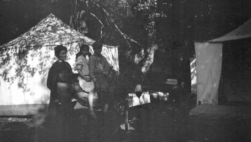 1907c_camping_mabel_helen_don_donkey_poss_YMCA_camp_c1907